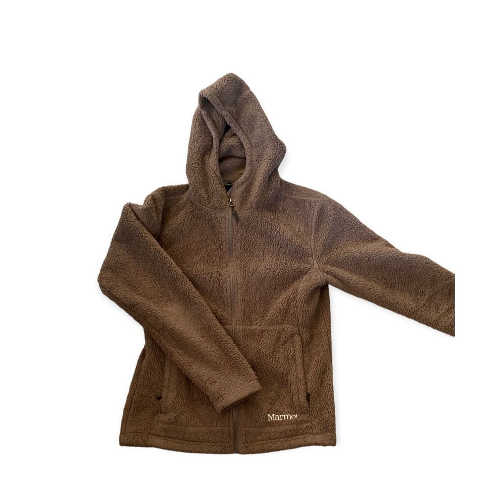 Marmot Hooded Fleece Jacket Mocha Brown Good Condition Small​